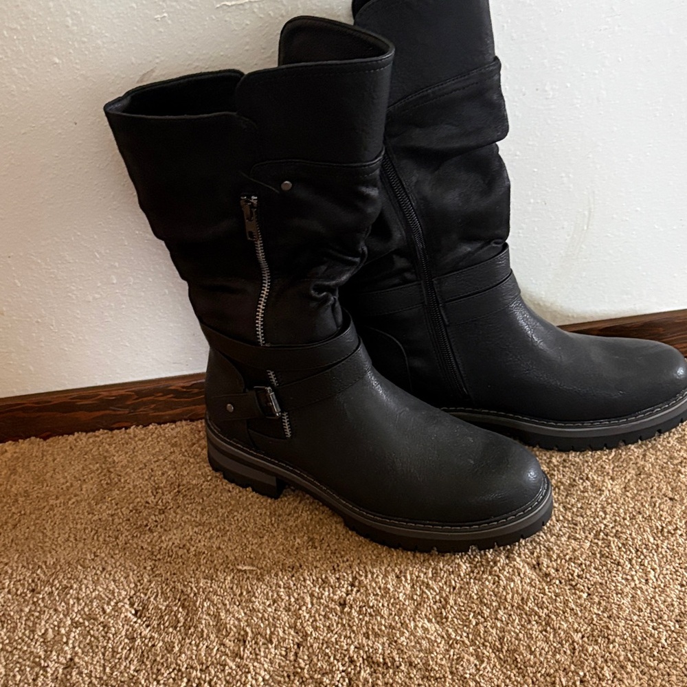 Maurices Black Winter Boots with Zipper Detail